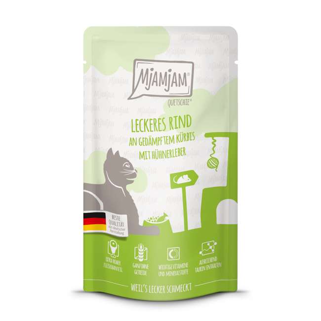 MjAMjAM - Quetschie leckeres Rind an gedämpftem Kürbis