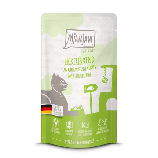 MjAMjAM - Quetschie leckeres Rind an gedämpftem Kürbis